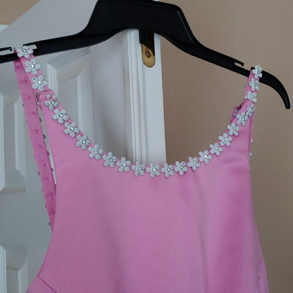 Pink Satin Prom Gown / Pink Satin Wrap